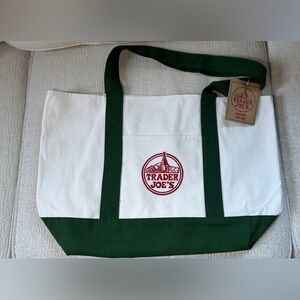 Trader Joe's White and Green Tote Bag